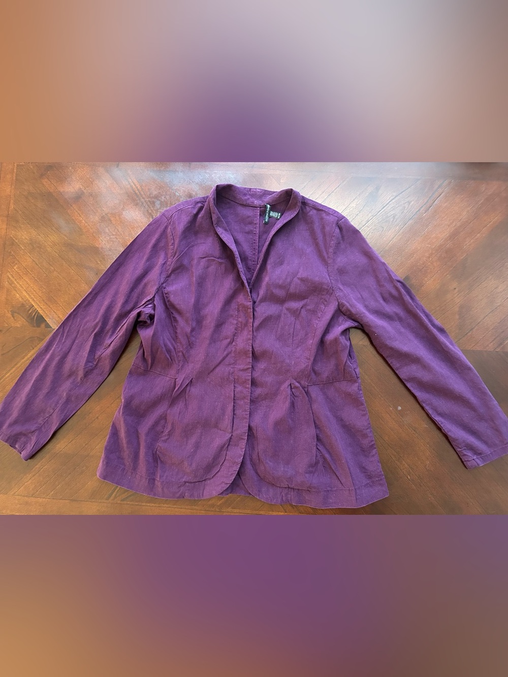 Eileen Fisher Plum Open-Front Blazer size XL
62% linen 36% viscose